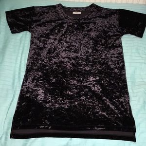 Short sleeved velvet tunic dress